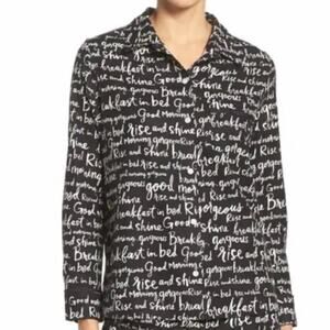 Kate Spade Flannel Pajama Top Breakfast In Bed Size Medium